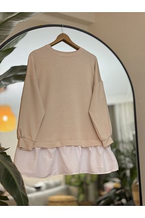تونیک حجاب بژ زنانه ویسکون Lalibertaa - کد 827738818