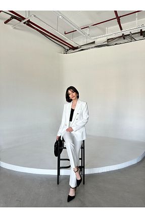 ست بالاتنه و پائین تنه سفید زنانه بافتنی Vuntal BUTİK - کد 827637557