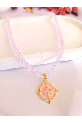 گردنبند جواهر صورتی زنانه استیل ضد زنگ LE&DA Accessory - کد 827684776