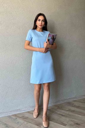 لباس آبی زنانه پلی استر راحت آستین-کوتاه کد 827693167