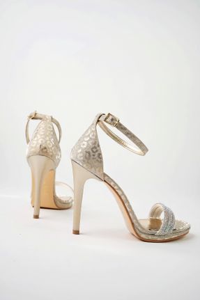 کفش مجلسی طلائی زنانه چرم مصنوعی پاشنه نازک پاشنه بلند ( +10 cm) کد 827809060
