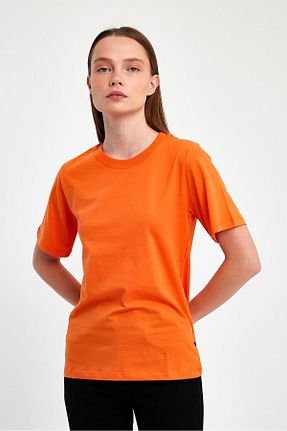 تیشرت نارنجی زنانه رگولار FİHA - کد 827811871