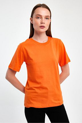 تیشرت نارنجی زنانه رگولار FİHA - کد 827811871