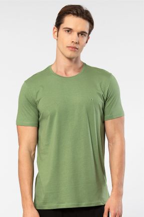 تی شرت سبز مردانه رگولار یقه گرد مودال- پنبه تکی کد 827944613