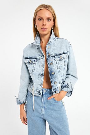 کاپشن آبی زنانه رگولار CRC JEANS - کد 827944769