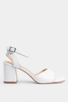 کفش پاشنه بلند کلاسیک سفید زنانه چرم طبیعی پاشنه ضخیم پاشنه متوسط ( 5 - 9 cm ) کد 827830415