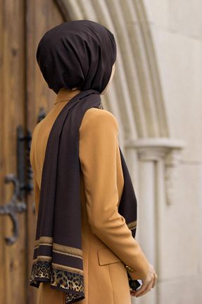 شال قهوه ای زنانه Medine İpeği Vissona - کد 827533301