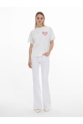 تی شرت سفید زنانه رگولار کد 827632230