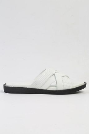 دمپائی سفید مردانه چرم خالص Pierre Cardin - کد 827609956