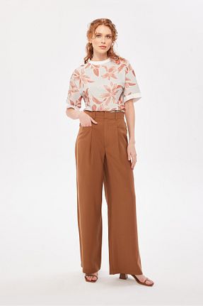 بلوز نارنجی زنانه طرح دار Berr-ın - کد 827565004