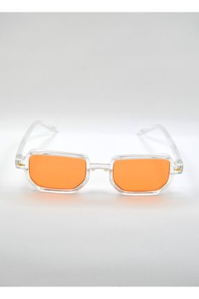 عینک آفتابی نارنجی زنانه 50 UV400 استخوان مات مستطیل کد 827685919