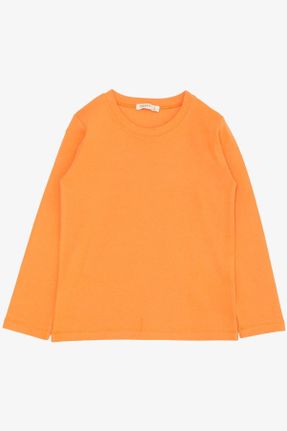 تی شرت نارنجی بچه گانه رگولار یقه گرد کد 827677703