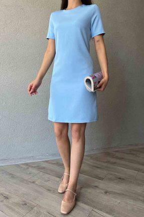 لباس آبی زنانه پلی استر راحت آستین-کوتاه کد 827693167
