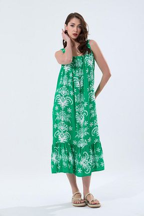 لباس سبز زنانه بافتنی BUKETLİ - کد 827851173