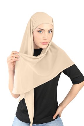 روسری بژ شیفون Ecardin - کد 827834126