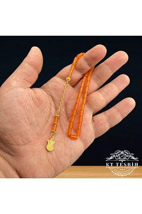 تسبیح نارنجی کهربا Kt - کد 827841396