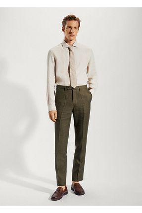 شلوار سبز مردانه کتان MANGO Man - کد 826203448