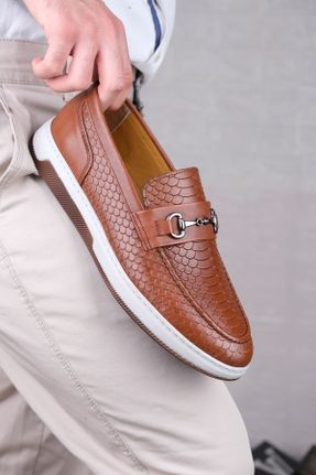 کفش لوفر قهوه ای مردانه چرم طبیعی پاشنه کوتاه ( 4 - 1 cm ) کد 827646095