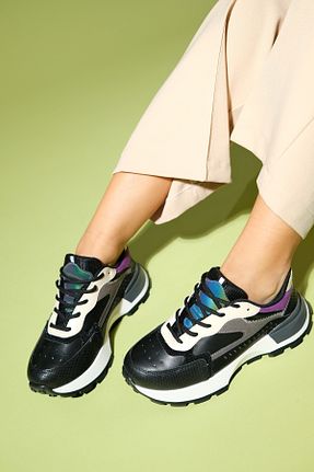 کفش اسنیکر مشکی زنانه بند دار luvishoes - کد 828059839