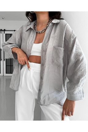 پیراهن طوسی زنانه اورسایز DELİ DOLU MODA - کد 828097252