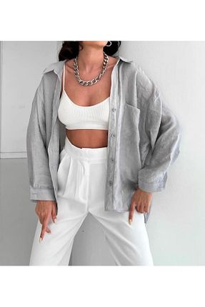پیراهن طوسی زنانه اورسایز DELİ DOLU MODA - کد 828097252