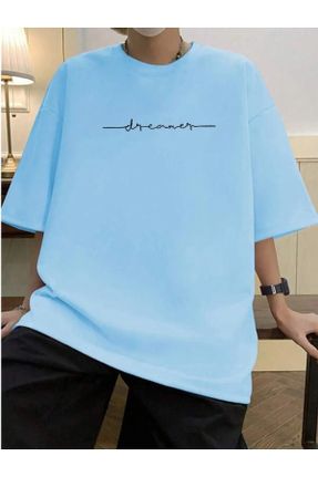 تی شرت آبی زنانه اورسایز یقه گرد پنبه - پلی استر تکی کد 828083828