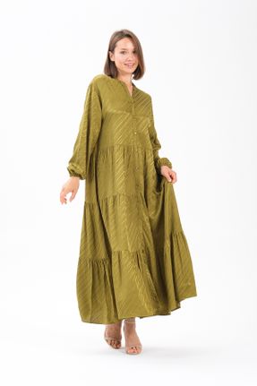 لباس سبز زنانه بافتنی بافت رگولار آستین-بلند بیسیک کد 828128763