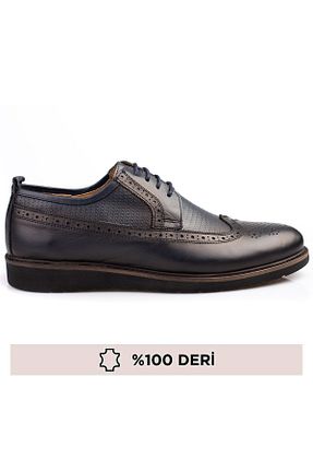 کفش کلاسیک سرمه ای مردانه چرم خالص depderi - کد 828384064