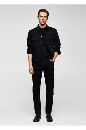 شلوار جین مشکی مردانه پاچه ساده MANGO Man - کد 780947352