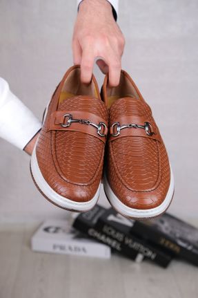 کفش لوفر قهوه ای مردانه چرم طبیعی پاشنه کوتاه ( 4 - 1 cm ) کد 827646095