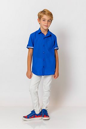 پیراهن سرمه ای بچه گانه یقه پیراهنی incity - کد 828079564