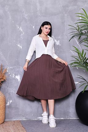 لباس قهوه ای زنانه بافتنی ZEYWEAR - کد 828120221