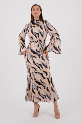 لباس بژ زنانه بافتنی پلی استر آستین-بلند کد 828096867