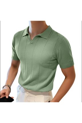 تی شرت سبز مردانه اکریلیک یقه پولو اسلیم فیت تکی بیسیک کد 828122737
