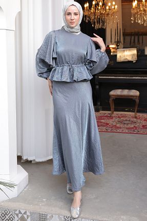 ست بالاتنه و پائین تنه حجاب طوسی زنانه گشاد benguen - کد 828361927
