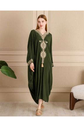 لباس سبز زنانه ویسکون سایز بزرگ بافتنی کد 828336737