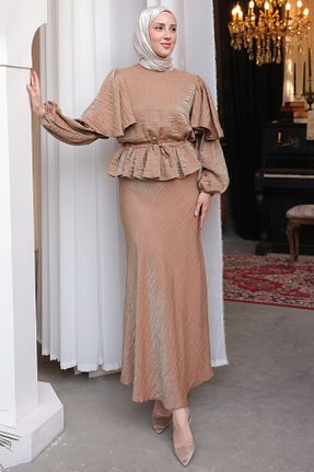 ست بالاتنه و پائین تنه حجاب قهوه ای زنانه گشاد benguen - کد 828361682