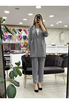 ست بالاتنه و پائین تنه طوسی زنانه بافتنی Levidor - کد 828376582