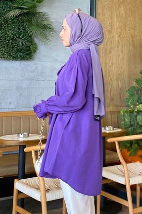 تونیک حجاب بنفش زنانه ویسکون lamelif - کد 828046393