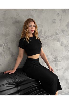 ست بالاتنه و پائین تنه مشکی زنانه بافتنی ZDABOUTİQUE - کد 828519046
