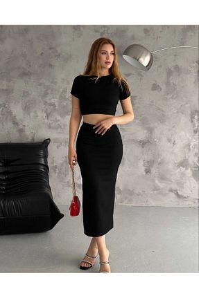 ست بالاتنه و پائین تنه مشکی زنانه بافتنی ZDABOUTİQUE - کد 828519046