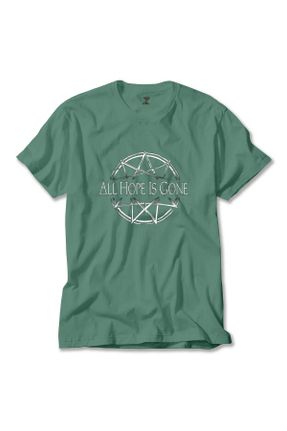 تی شرت سبز زنانه رگولار یقه گرد تکی طراحی کد 828564622