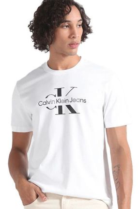 تی شرت سفید مردانه رگولار یقه گرد تکی کد 814802030