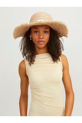 کلاه بژ زنانه حصیر Jack & Jones - کد 828347497