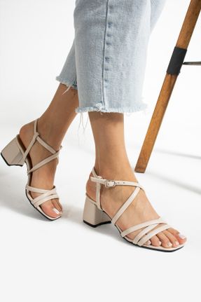 کفش پاشنه بلند کلاسیک بژ زنانه چرم مصنوعی پاشنه ضخیم پاشنه متوسط ( 5 - 9 cm ) کد 828586821