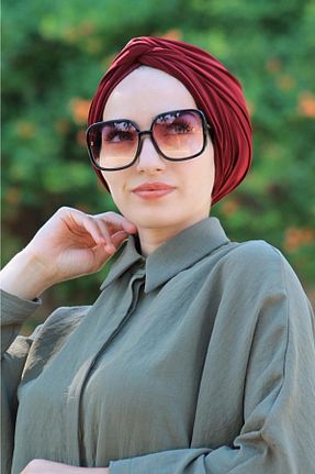 کلاه شنای حجاب زرشکی زنانه Amisos Bone Şal Hazır Tesettür Giyim - کد 116720009