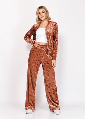 ست بالاتنه و پائین تنه نارنجی زنانه بافتنی Nuseel - کد 792807348