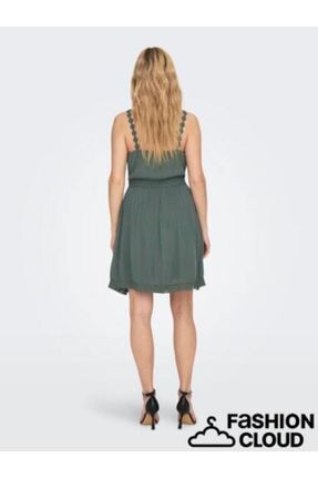 لباس سبز زنانه بافتنی پنبه - پلی استر بند دار پارتی کد 828495600