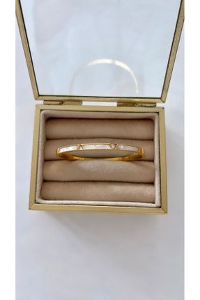 دستبند استیل طلائی زنانه فولاد ( استیل ) کد 828499672