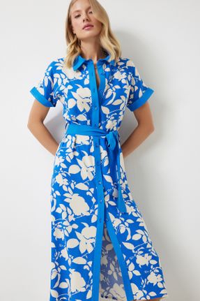 لباس آبی زنانه بافتنی رگولار آستین-بلند کد 828877573